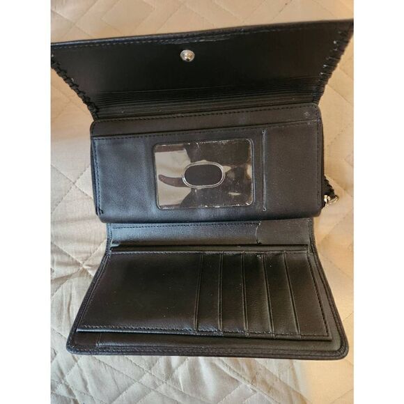 Hato Hasi Buxton GENUINE Black Leather wallet with side stiching and snap closur - Picture 5 of 8